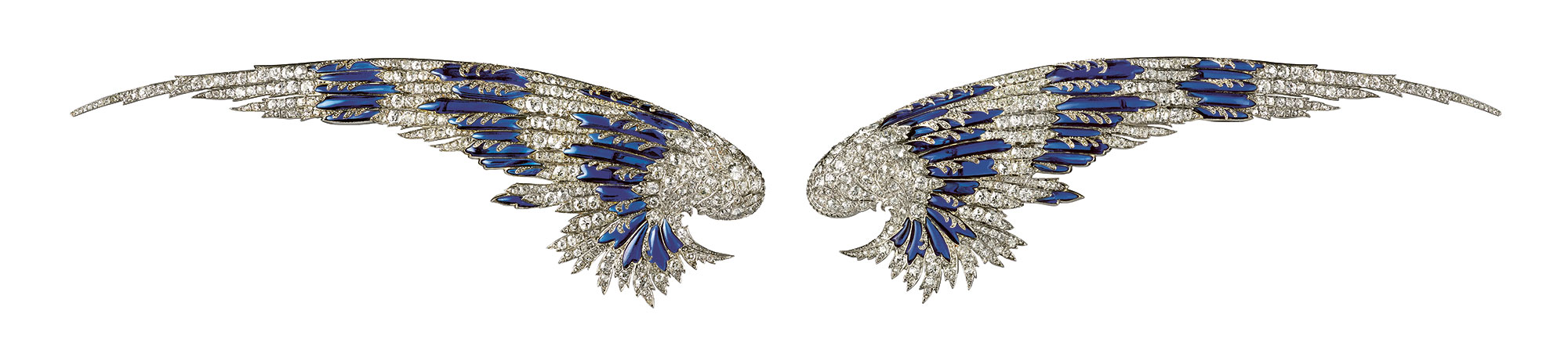 Thème audacieux du répertoire de Chaumet à la Belle Époque, cette paire d’ailes portable en diadème ou en broches a appartenu à Gertrude Vanderbilt